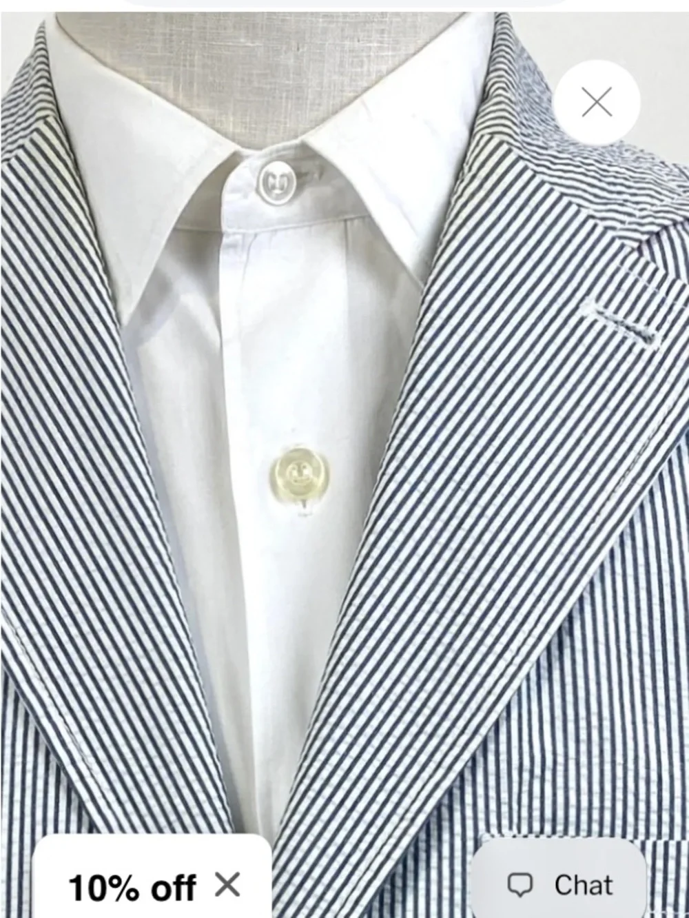 Lands' End Blue & White Seersucker Sport Coat